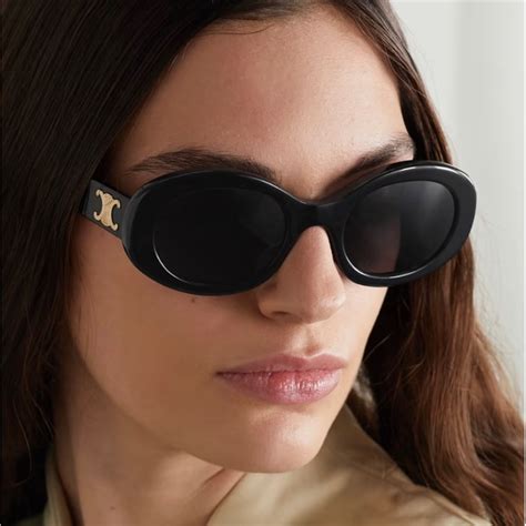 celine oval gold sunglasses|celine triomphe 52mm oval sunglasses.